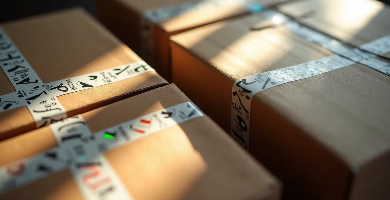 Close-up van beveiligde verpakking met unieke verzegeling en tracking systeem