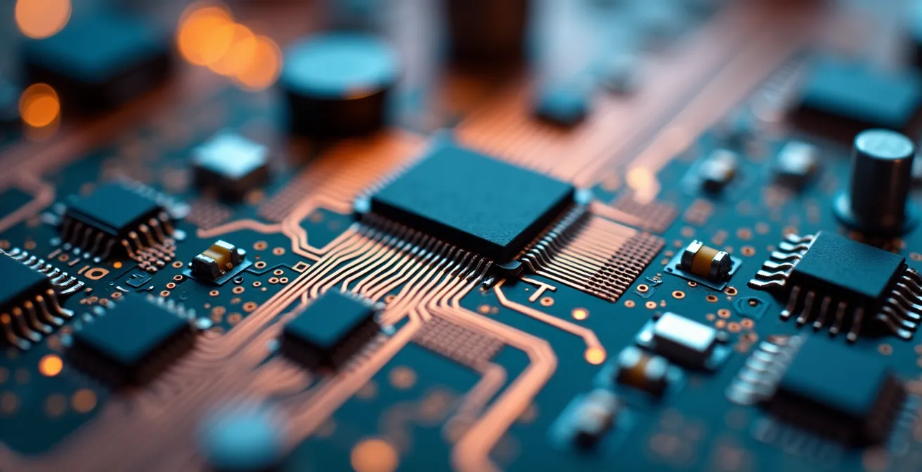 Macro-opname van IoT-sensor met focus op dataverbindingen