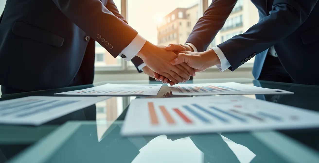 Moderne vergaderzaal met Europese en Belgische vlaggen op achtergrond tijdens zakelijke presentatie