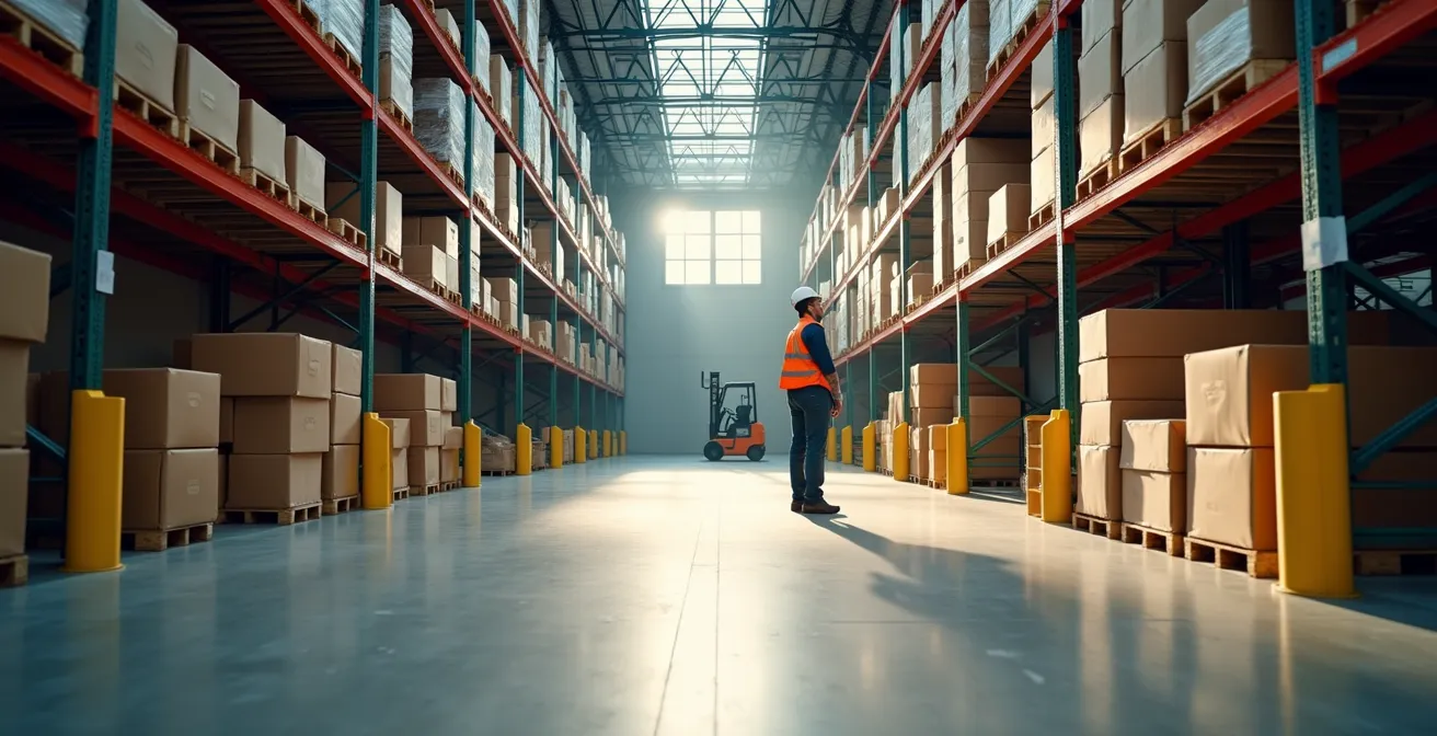 Overzicht van georganiseerd magazijn met duidelijke zonering