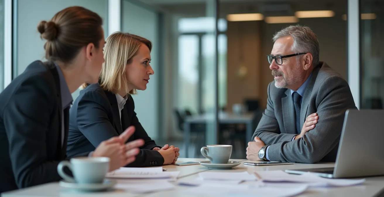 Zakelijke onderhandeling tussen leverancier en retailinkoper in Belgisch kantoor
