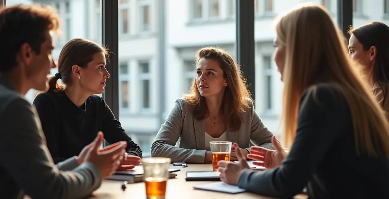 Teammeeting in Belgisch kantoor over digitale automatisering met positieve sfeer