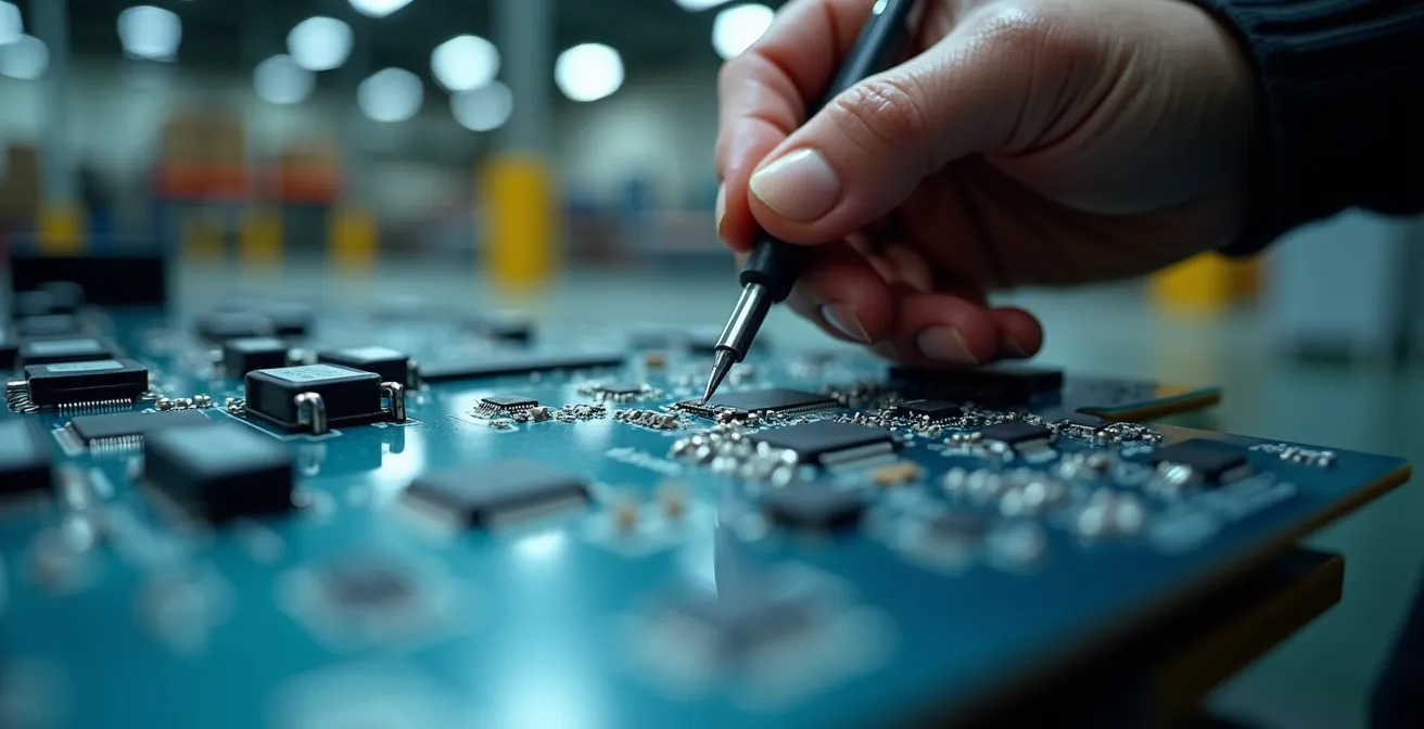 Macro-opname van fijnmechanische assemblage in modern distributiecentrum